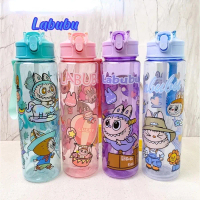 labubu 800ml Water Bottle With Straw Kids Botol Air Budak Drinking Bottle Cartoon Labubu Kuromi Melo