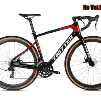 Twitter Carbon Road Bike, Cross-Country Bicycle, Disc Brake, 700CX40C, 2x12 Speed, Thru Axle