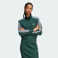 【adidas 愛迪達】外套 女款 運動立領外套 KNITTED TOP OR 綠 IW3162