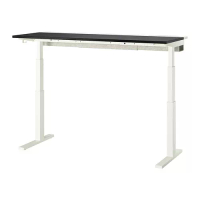 MITTZON 升降式工作桌, 電動 黑色/實木貼皮 梣木/白色, 160x60 公分