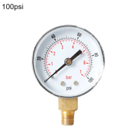 เกจวัดแรงดัน Y50, 52 มม., 1 / 4 BSPT แนวตั้ง, มีให้เลือก 15, 30, 60, 100, 150, 300 PSI, เหมาะสำหรับก