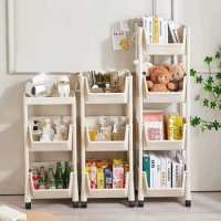 3/4/5 Tier Kids Bookshelf Trolley with Wheels Book Storage Cart Mobile Book Racks Toy Snack Storage Rack for Kitchen Bedroom