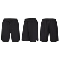 Men's Black Color Shorts with Side Zippers Pockets Table Tennis and Badminton Sports Shorts Football Soccer Coach Casual Shorts