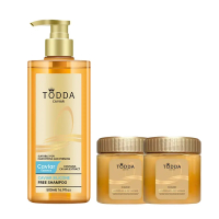 【LIVE ONLY】【 1 แถม 2 】TODDA แชมพูคาเวียร์ 500ML +คาเวียร์ เคราตินบำรุงผม 500g แชมพูดูแลเส้นผม เซ็ต3ช