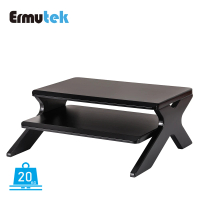 【Ermutek 二木科技】木制工藝吸塑防水桌上型螢幕增高架/層板收納設計(黑色)