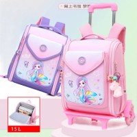 School Wheeled Cartoon school bag set for girls Trolley Bag with Wheels Backpack Rolling luggage Backpack Kids Rolling Bacpack