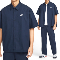 Nike As  Club Ss Btn Shirt Os 男款 深藍色 上衣 襯衫 休閒 短袖 HJ2027-451