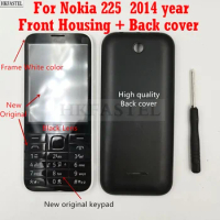 HKFASTEL New high quality Cover For Nokia 225 2014 year Front housing + Back battery door cover case Keypad Tool