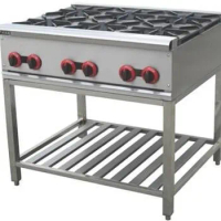 Freestanding Gas Range with 6 Burners Vertical Fryer, Multi-cooker Gas Cooktop