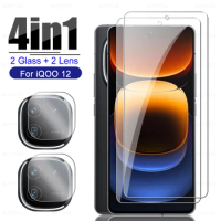 4in1 HD Tempered Glass Screen Protector For Vivo iQOO 12 iQOO12 Camera Lens Protective Film Transparen Front Protection Films