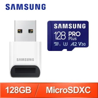 Samsung 三星 PRO Plus microSDXC UHS-I(U3) 128G記憶卡(附讀卡機)