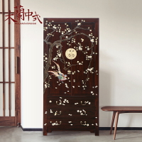 新中式彩繪衣櫃實木仿古臥室儲物大櫃明清古典手繪家具定制收納櫃