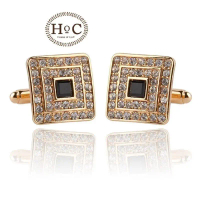 Houseofcuff Cufflinks Manset SQUARE MULTI STUDDED CRYSTAL GOLD