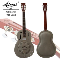 Custom Price Aiersi Vintage Finishing Metal Body Electric Resonator Guitar