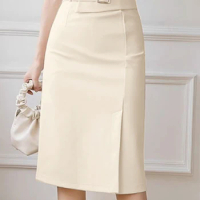ZANZEA Fashion Pencil Skirt Woman Vintage Zipper Midi Skirts Elegant Work Slim Overskirts Female Split Hem Button Solid Dresses