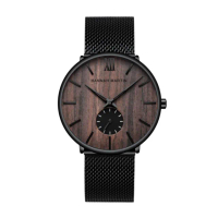 【HANNAH MARTIN】木紋質感設計款式錶-胡桃木色(HM-1002胡桃木色)