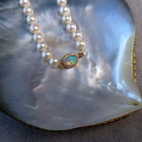 法式浪漫天然強光淡水珍珠歐珀歐泊鎖鑲嵌鋯石骨鏈項鏈項圈choker