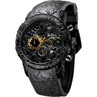 BIDEN Men's Watch Chronograph Silicone Strap Waterproof Designer Luminous Analogue Date Business Quartz Movement Wristwatch