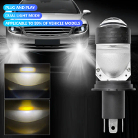 เลนส์โปรเจคเตอร์ LED H4 หลอดไฟไฟหน้ารถยนต์ CANBUS หลอดเทอร์โบ ไฟหน้าคู่ DRL แบบสองระดับ (สูง/ต่ำ) รอ
