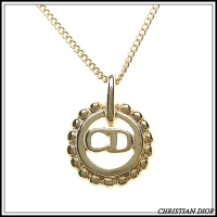 Christian Dior 圓形波點花環造型CD項鍊(金色)