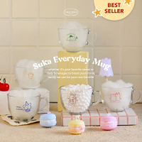 Suka Home Gelas Minum Kaca Transparan | Gelas Aesthetic Lucu Gaya Korea | Mug Glass Cereal Korean St
