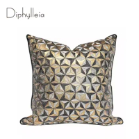 Diphylleia Modern Triangle Geometric Jacquard Pillowcase Luxury Champagne Brown Cushion Cover Pillow Shams Protector 50x50cm