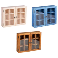 Wood Display Cabinet ShowCase Dustproof For Doll Model Figures Small Collectibles Toys Doll Toy Box