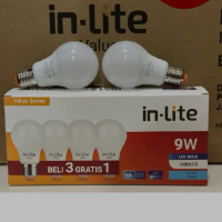 lampu in lite 9 watt paket beli 3 gratis 1 led bulb putih
