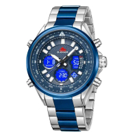 DISKON Dziner Jam Tangan Pria Double Time 8338 Rantai Stainless Steel Water Resistant 3 ATM Kaca Wat