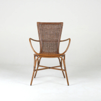 【山茶花家具】藤椅-咖啡色鍛鐵結構 室內椅KC281LB(藤椅 涼椅 休閒椅)
