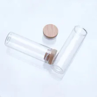 40ml 30x80mm Glass Bottle With Bamboo Cover Empty Airtight Bottles Tea Liquorice Candy Saffron Jars Leak Proof 50pcs