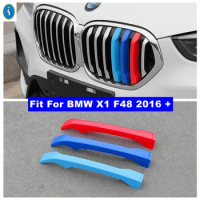 Front Grille Trim Strips Tricolor Decoration Cover Accessories Fit For BMW X1 F48 2016 - 2021 Car Racing Grille Strip Trim Clip