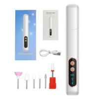 Portable Electric Nail Drill Machine Rechargeable for Manicure Acrylic Nails Removal Polishing Nail Art Salon Tools with 6 Drill