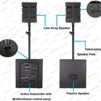Active Subwoofer+Array Line Bocina 6000W 2*18" Subwoofer Professional Audio Karaoke Sets Sound Box PA Speaker System