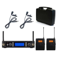 Lavalier Wireless Microphone System uhf Dual channels karaoke Cordless microphone For Church school