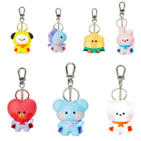 LINE FRIENDS Original Chimmy Shooky Key Chain Mini Kawaii Talking Doll Cartoon Anime Rj Koya Cooky Bt21 Key Ring Accessories Toy