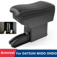 For DATSUN MIDO ONDO Car Central Armrest Storage Box Modification USB LED Arm Rest Accessories