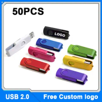 50PCS/Pen Drive Wholesale Free Custom Logo USB Flash Drive Multiple Color Options 4GB 8GB 16GB 32G 64GB Memory Flash Disk