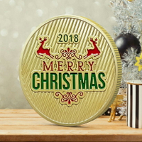 圣誕節兒童禮物徽章硬幣 紀念2018年禮品精美玩具金幣鑰匙扣吊墜