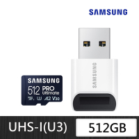 SAMSUNG三星PRO Ultimate microSDXC UHS-I U3 A2 V30 512GB記憶卡 含高速讀卡機 公司貨 (MB-MY512SB)