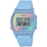 【CASIO 卡西歐】卡西歐酒桶型多彩膠帶電子錶-藍色(LW-205H-2A 台灣公司貨)