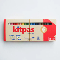 【Kitpas】日本製環保無毒水洗米蠟筆-16支組(水彩蠟筆、玻璃蠟筆、兒童蠟筆)