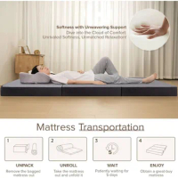 6 Inch Folding Mattress Full Size Foldable Mattress for Travel Camping Yoga Tri-fold Memory Foam Mattress with Washable Cover