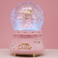 水晶球生日禮物送兒童女孩閨蜜粉色少女心愛莎公主城堡八音盒夜燈