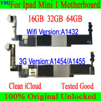 A1432 Wifi and A1454/A1455 3G Version For IPad MINI 1 Motherboard 16GB 32GB 64GB Original Unlocked Free Icloud Logic Board