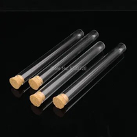 20pcs 15x150mm transparent round bottom glass test tube with cork stopper Used for chemical reaction experiments