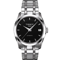 TISSOT 天梭 官方授權 Couturier Lady 時尚簡約機械腕錶 母親節禮物-黑/32mm T0352071105100