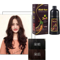 500ml One black hair dye shampoo white to black Dyeing and fixing hair color plant bubble hair dye cream Self dyeing at home
