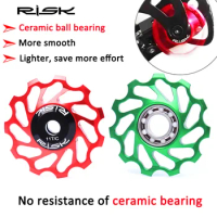 RISK 11T Ceramic Ball Bearing for Bicycle Rear Derailleur Jockey Wheel MTB Road Bike Super Smooth Guide Pulley 8/9/10 Speed