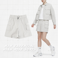 【NIKE 耐吉】短褲 NSW Essential Shorts 女款 淺灰 高腰 寬版 直筒 工裝 褲子(DM6248-012)